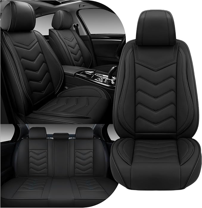 CTDS Car Seat Covers for Chevy Equinox 2005-2026, Stylish Sport Seat Cover, Premium Nappa Leather Car Seat Cover. Automobile Seat Covers Sets.(Standard 5 Seats/Pure Black)