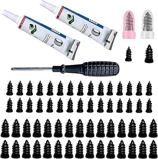 60 Pcs Tire Repair Rubber Nail, Tire Repair Rubber Nail Kit with Tire Glue,Tire Repair Screws are Suitable for Quickly Repairing Punctures in Car, Motorcycle, and SUV Tires