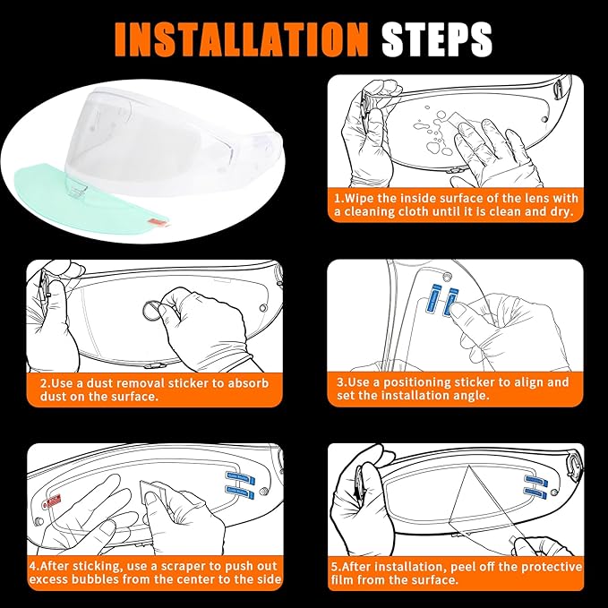 Universal Anti-Fog Film & Rainproof Film for Helmet Visor,Helmet Visor Protector Anti Fog Waterproof Sticker for Cold Mornings and Rainy Days