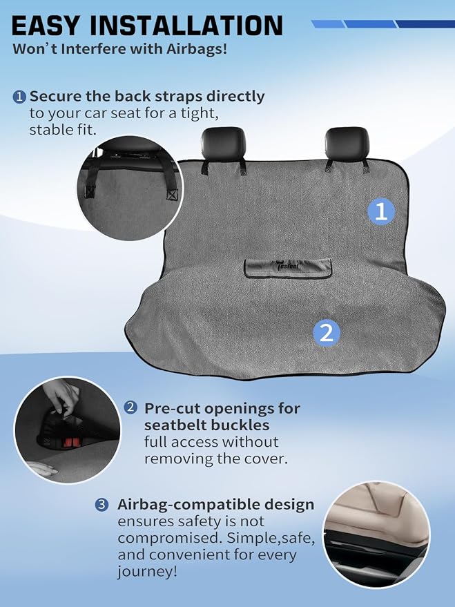 1160g Heavy Duty Towel Car Seat Cover, Sweatproof Absorbent Microfiber Rear Seat Protector for Gym Beach Athletes, Universal Fit Waterproof Back Seat Mat for Sedans SUV Minivans(Gray,1PC)