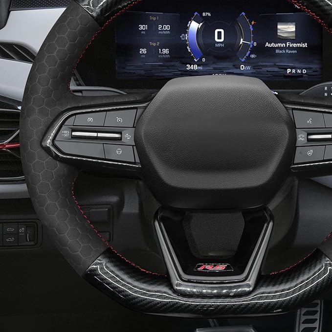 MEWANT DIY Embossed Suede Shiny PU Carbon Fiber Steering Wheel Wrap for Chevy Equinox RS 2025 Silverado EV RST 2024-2025