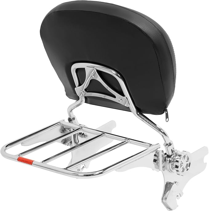 ALMULOO Detachable Backrest Sissy Bar Compatible with 1997-2008 Harley Road King Street Glide Electra Glide Upright Passenger Backrest w/Quick Release Detach Chrome
