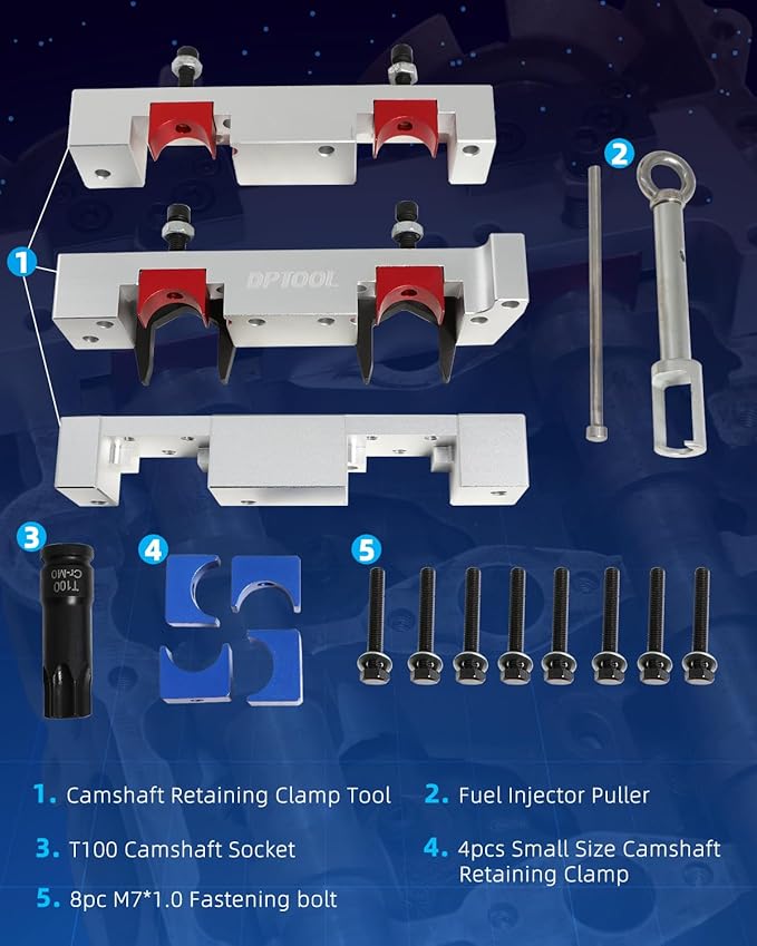 DPTOOL Camshaft Alignment Locking Timing Tool Kit Fuel Injector Puller Removal Tool Compatible with Mercedes Benz M133 M260 M264 M270 M274 1.6L V4 A Class and B Class Engine 270589006100 270589016100