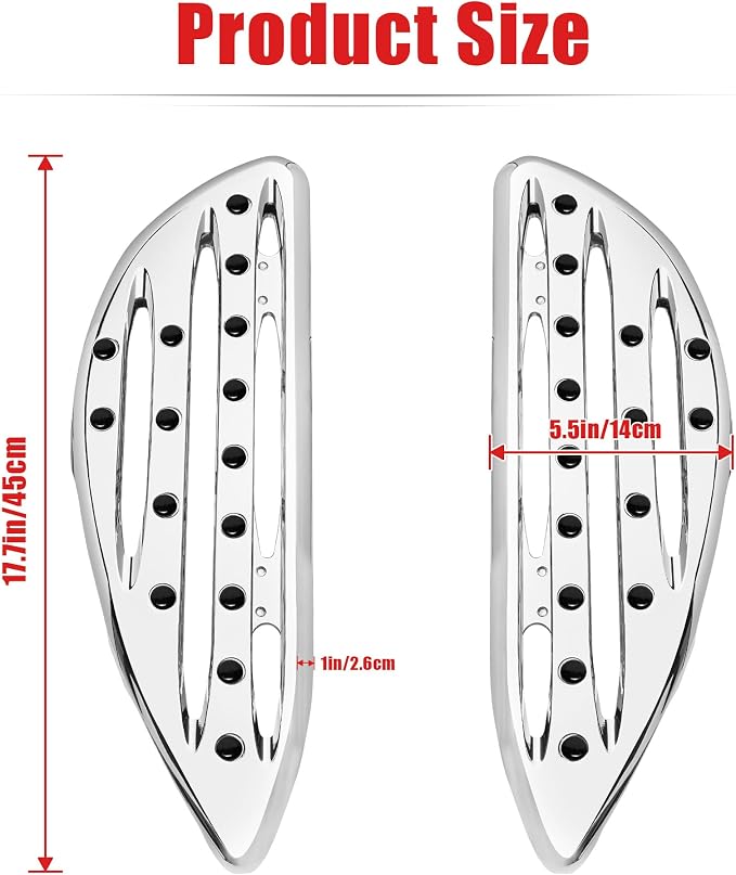 Goldfire Large Floorboards Driver Footpegs CNC Blade Aluminum Front Rider Foot Rest Pedal Motorcycle Accessories Fit for Harley Touring 1984-2017, Softail FL 1986-2017, Dyna FLD, Chrome