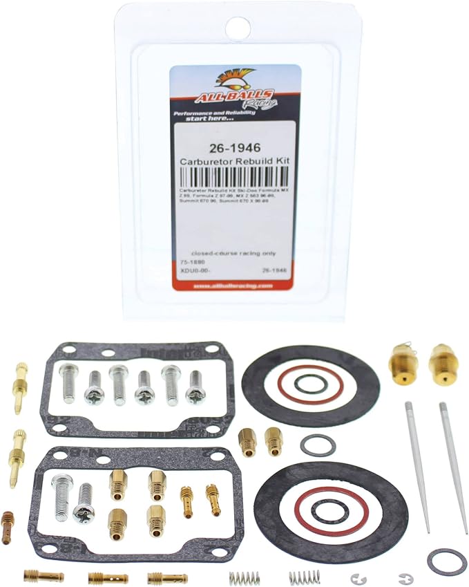 All Balls Racing Carburetor Rebuild Kit 26-1946 Compatible With/Replacement For Ski-Doo Formula Z 1997-1999, Formula MX Z 1999, Summit 670 X 1998-1999, MX Z 583 1996-1998