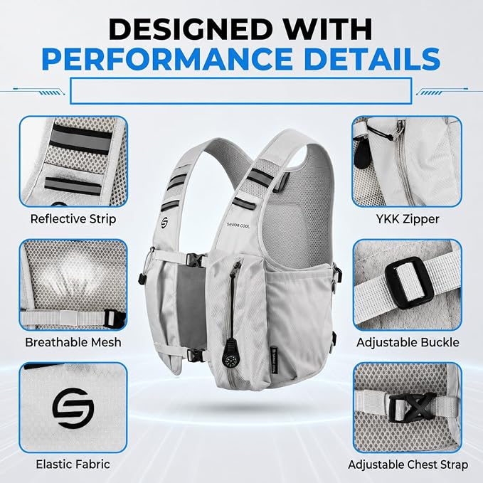 Cooling Hydration Vest with 2L BPA-Free Water Bladder, Running Vest with 3 Removable Cooling Packs, Lightweight Outdoor Hydration Pack for Hot Weather, Hiking, Cycling, Training