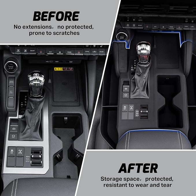 Black Gear Shift Panel Trim Cover for 2025 2024 Toyota Land Cruiser 250 Prado J250 LC250 Interior Accessories Center Console Side Storage Box Organizer Silicone Protective Pad