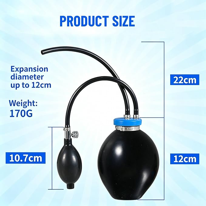 Universal Easy Intake Adapter, 2 Pcs Intake Adapter Fuel Leakage Detector with Inflatable Bladder, Automotive Smoke Machine Diagnostic Tester for 12V Vehicles Pipe Fuel Leakage Detection