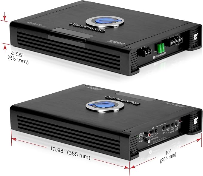 Planet Audio AC2500.1M Monoblock Car Amplifier - 2500 Watts Max Power, 2/4 Ohm Stable, Class A/B, Mosfet Power Supply, Remote Subwoofer Control