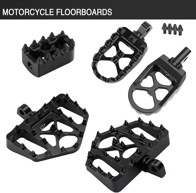 Wide Foot Pegs MX Mini Floorboards Footrest Gear Shifter Peg for Harley Dyna Street Bob Sportster 883 Touring Road Glide Street Glide Fat Boy With Male Mount (Black)