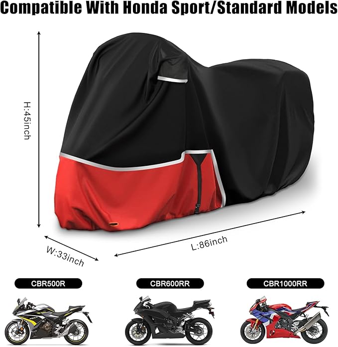 Waterproof Motorcycle Cover Replace for Honda CBR600RR CBR1000RR /CBR500R CBR650R CB1000R Sport/Standard Model, 420D Oxford Cloth Motorcycle Cover for Snow Rain Dust Protection