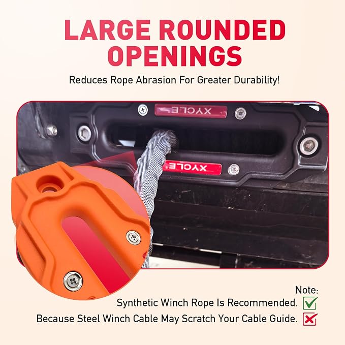 Winch Fairlead with Tow Hook, Orange, 10 in. (254 mm) | Synthetic Rope Fairlead, Forged Winch Hook, 10000 lb - 20000 lb Towing, For SUV Truck Trailer Jeep, Electric Winches