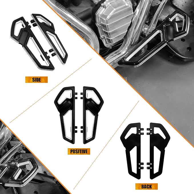 Driver Floorboards Rider Front Footboards Pedal Foot Peg Fit For Harley Touring Road King Road Glide Electra Glide Street Glide Softail Dyna Black base Chrome frame