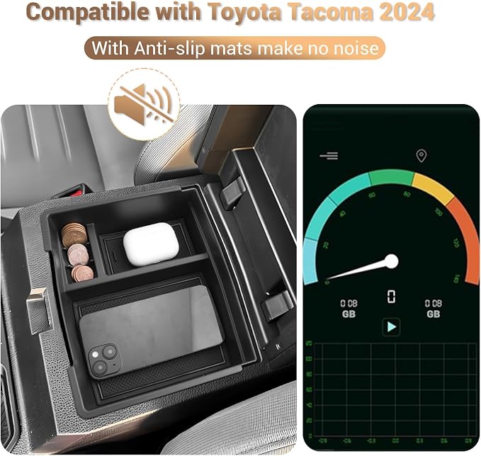 YEE PIN 2024-2025 Toyota Tacoma Center Console Organizer - Accessories for SR/SR5/TRD PreRunner/Sport/Off-Road/Limited/Trailhunter/Pro - Middle Console Insert Arm Rest Tray