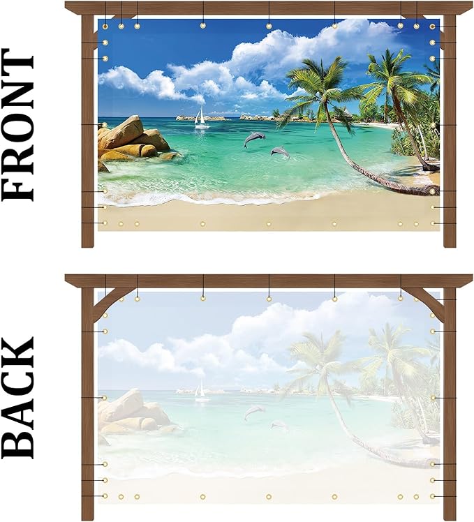 Shade&Beyond Custom Design Patio & Gazebo Backdrop Screen, Full-Color Printed PVC Shade Cloth with UV Resistant, Sun Shade Cover for Outdoor, Garden, Backyard, Balcony
