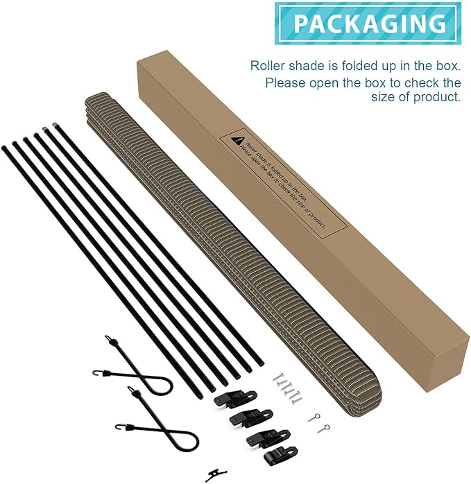 Coarbor Outdoor Roll up Shades Blinds for Pergola Porch Balcony Deck Roller Shade Screen 7'W x 13'L Hollow Out Brown