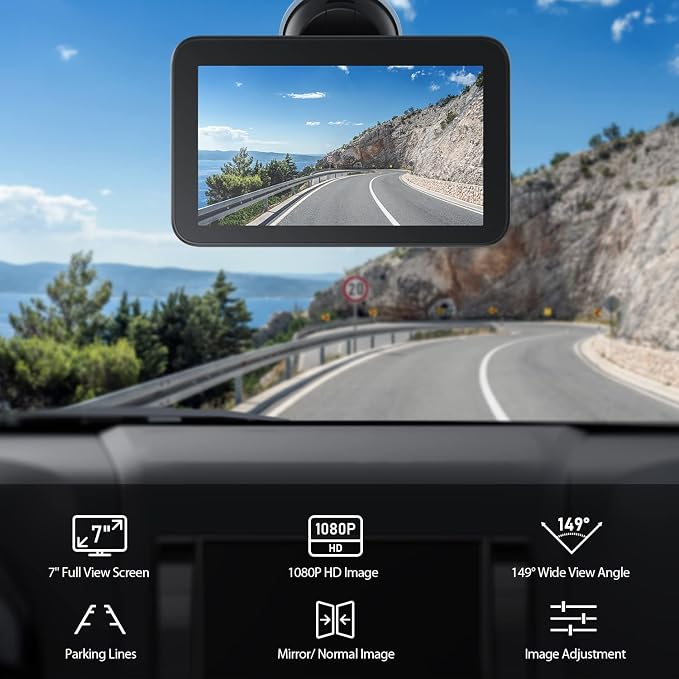 ZEROXCLUB Wired Backup Camera Kit with 7" Monitor, HD 1080P Display for Car Truck/Pickup/SUV/Van/RV, Night Vision Rear View Camera IP69 Waterproof-B7