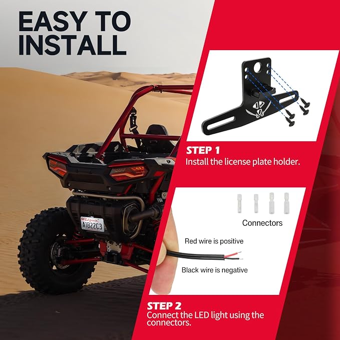 DREAMIZER UTV ATV Turn Signal Kit with Rocker Switch License Plate Holder | UTV ATV Blinker with Horn, Universal Street Legal Kit Plug and Play, Pre-Wired, Compatible with Polaris, Can-Am, Teryx