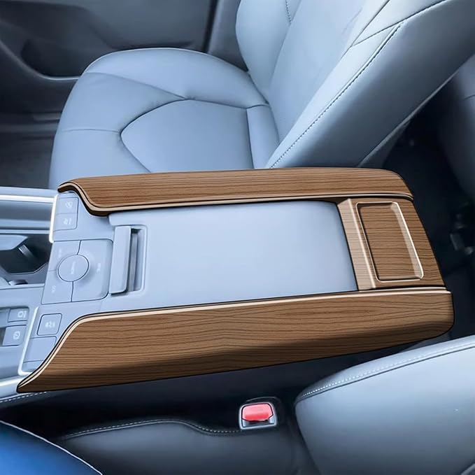 Armrest Box Panel Cover Interior Modifications Compatible with Toyota Grand Highlander 2024 2025 2026 Fit for 2024-2026 Grand Highlander ABS Accessories(Wood Grain)