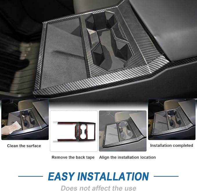 Carbon Fiber Center Console Cup Holder Panel Cover Compatible with Tesla Cybertruck 2024-2026