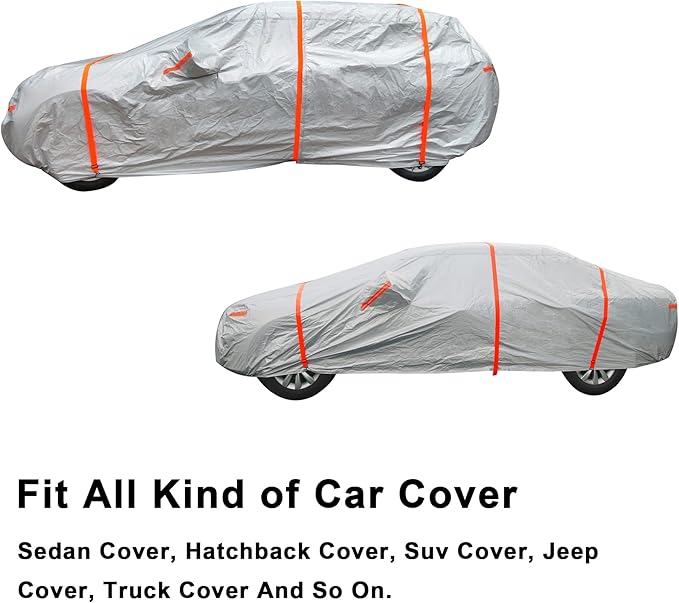 SEAZEN Car Cover Straps Wind Protector, 3 Pcs Elastic Adjustable Rope Protect Your Car Cover from Blowing Off in High Winds, Universal Fit