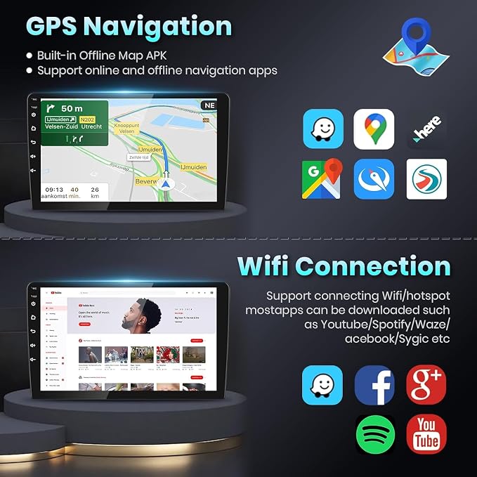Podofo Radio for Honda Civic 2006 2007 2008 2009 2010 2011 Car Stereo with Wireless CarPlay Android Auto 10.1 Inch 1080P Touchscreen 5G WiFi DSP EQ GPS Bluetooth RDS FM Camera 4Core 64G