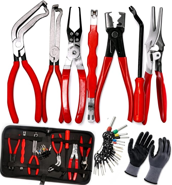 9 PCS Electrical Disconnect Pliers-Fuel Line Disconnect Tool Set-Automotive Electrical Terminal Connector Separator Removal Kit with Relay Puller, Hose Clamp Pliers-Terminal Pin Removal Tool