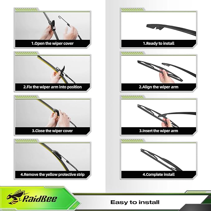 Raidbee® Silicone Windshield Wiper blades 3 pack Replacement for Jeep Wrangler 2018 2017 2016 2015 2014 2013 2012 2011 2010 2009 2008 2007 All-Season Silicone Windshield Wipers 15" 15" 12"