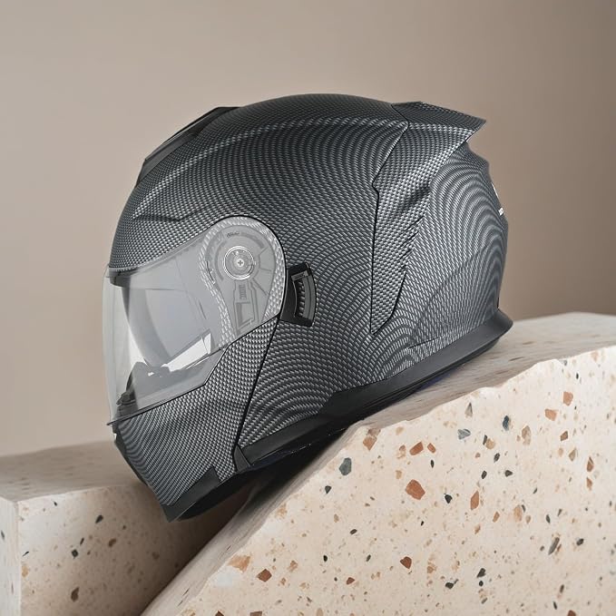 1Storm Motorcycle Street Bike Modular/Flip up Dual Visor Sun Shield Full Face Helmet HJK920