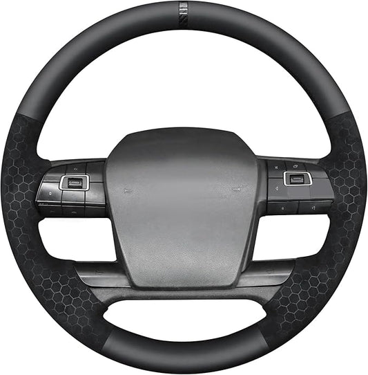 MEWANT Hand Sewn Steering Wheel Cover Wrap for Volvo VNL VNR FM FH 2017-2025 Steering Wheel Accessories for Volvo FM