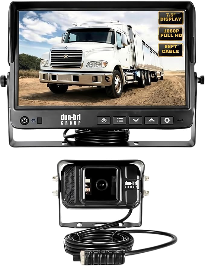 7.5" 1080P Professional Backup Camera System for Commercial Trucks, RVs, Heavy Equipment - German-Designed AHD Monitor - Night Vision, IP69K Waterproof, ECE R10 Certified Heavy Duty Reverse Camera