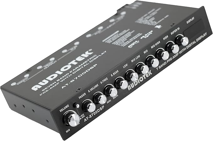 Audiotek 8700DSP 1/2 Din 7 Band Car Audio Equalizer EQ Front, Rear + Sub Output, Up to 7V RMS of Output, Gold-Plated RCA connectors for Best Audio Output for Car, Boat, RV, RTV, Motorcycle