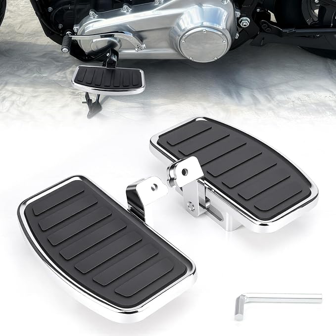 Floorboards Front Footpegs for Harley Softail 2018-2024 Breakout Deluxe Fat Bob Fat Boy Heritage Low Rider Slim Street Bob Sport Glide Wide Rider Anti-Slip Highway Pegs (Chrome)