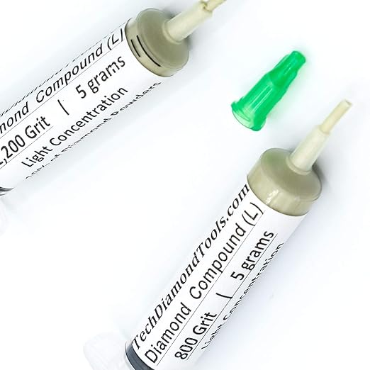 TechDiamondTools Kit of 3 Diamond Lapping Paste Polishing Compound USA Made 500 800 1200 Grit Lapping Compound for Rock Glass Metal Jewelry Resin Marble with 10% of Diamond Powder
