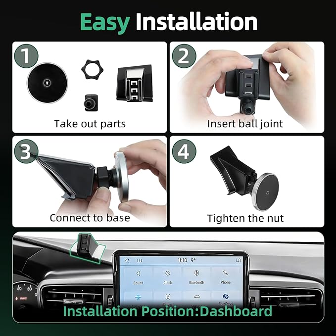 Car Phone Holder for Ford Explorer (2020-2023 2024),MagSafe Car Mount Charger,Magnetic Phone Holder,15W Wireless Charging,Dashboard Phone Holder,360° & Hands Free,2021 2022 Explorer Accessories