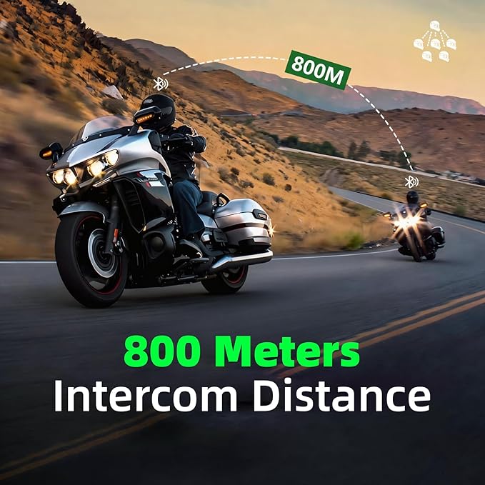 EJEAS V6 Pro Bluetooth Mesh Communication Systems Headset with 1200m Waterproof/Noise Reduction/Hands-Free Calls/Music & GPS, Motorbike/ATV/Dirt Bike/Skiing/Motorcycle Helmet Intercom(2 Pack)