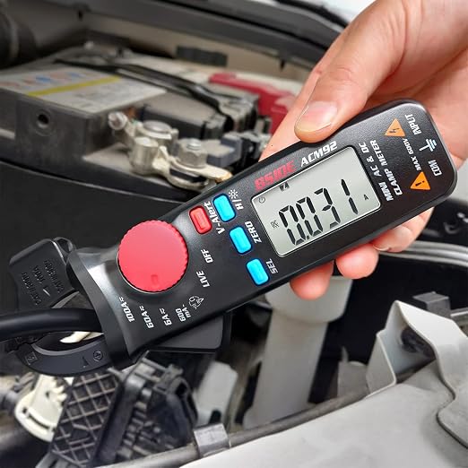 DC Current Clamp Meter 6000 Counts Auto-Ranging Digital Ammeter Amp Ohm Hz Live Check V-Alert Voltage Tester with Back Clip