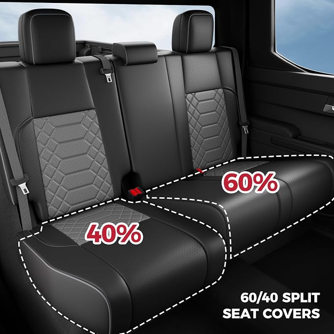 FREESOO Tacoma Car Seat Covers Fit for Toyota Tacoma 4th Gen 2024 2025 2026 Double Cab SR, SR5, Limited, TRD Sport/Off-Road,Trailhunter Full Covered (5 Seats/BlackGrey)