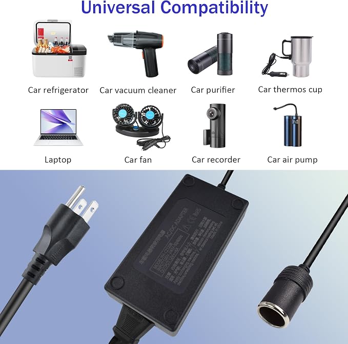 110v to 12v 6A 72W AC to DC Converter- Car Cigarette Lighter Adapter to Wall Plug for Air Compressor, Tire Inflator, Car Refrigerator, Car Vacuum Cleaner, Car Fan