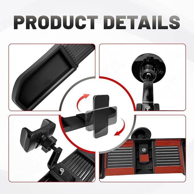 Dash Magnetic Phone Mount for 2024-2026 Jeep Wrangler JL JLU & Gladiator JT Accessories (NOT for 4XE), Multi-Mount 360° Rotating Phone Holder Dashboard Tray with Metal Rod