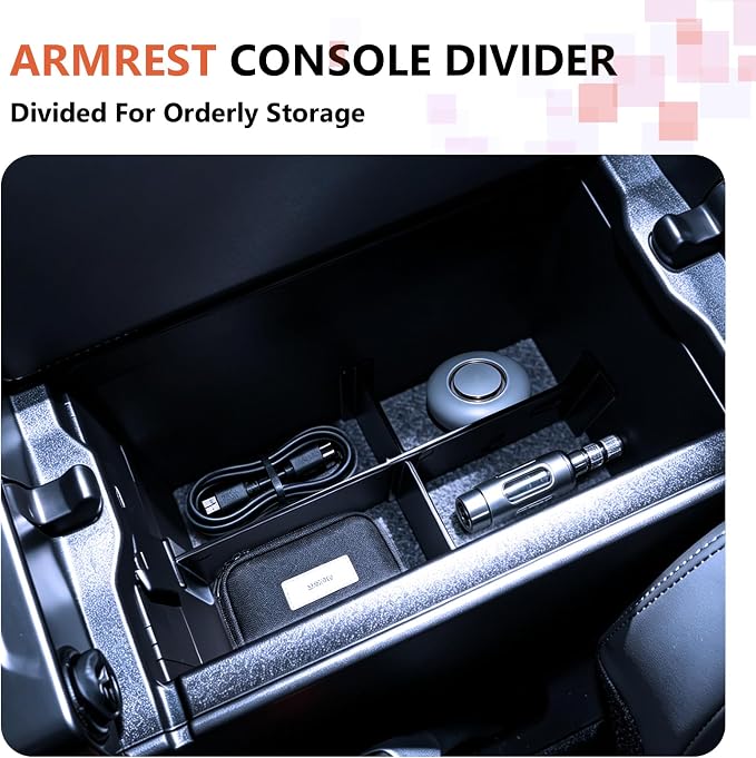 For 2026 Toyota RAV4 2PCS Center Console Organizer ABS Armrest Lower Insert Storage Dividers, 6th Gen Hybrid&Plug-in Hybrid Interior Accessories - Not for Limited
