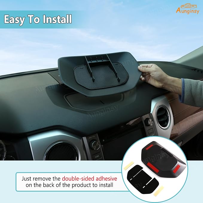 Aunginsy Center Console Dashboard Storage Tray Compatible with Toyota Tundra 2007-2021,Car Instrument Multi-Functional Phone Holder Storage Box Organizer Tray Insert ABS Interior Accessories, with Mat