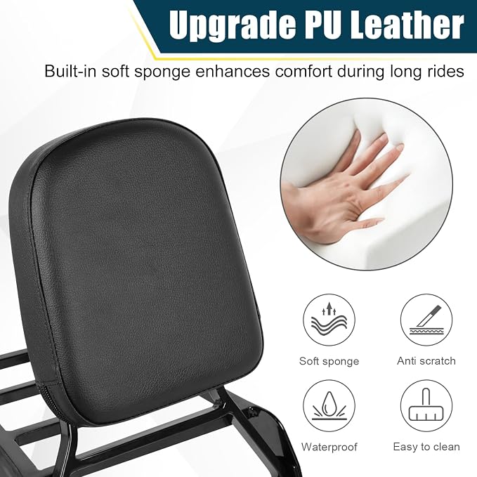 Motorcycle Passenger Backrest Sissy Bar With Back Rest Cushion Pad And Luggage Rack Compatible With For Kawasaki Vulcan 400 VN400 Vulcan 800 VN800 1995-2019 Backrest