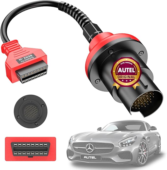 Autel Original BENZ-38 PIN Adapter, 38 Pin Male to 16 Pin Female OBDII Connector Compatible with Mercedes-Benz Pre-2001, Work with OBD2 Diagnostic Scan Tool OBD II Scanner