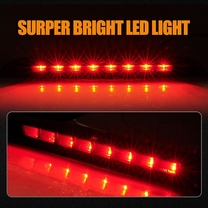 Third 3rd Brake Light LED for 2013-2018 Ford Escape, High Mount Rear Brake Lights Assembly for 13-18 Escape, Waterproof Center Cab Lamp Stop Light (Black)