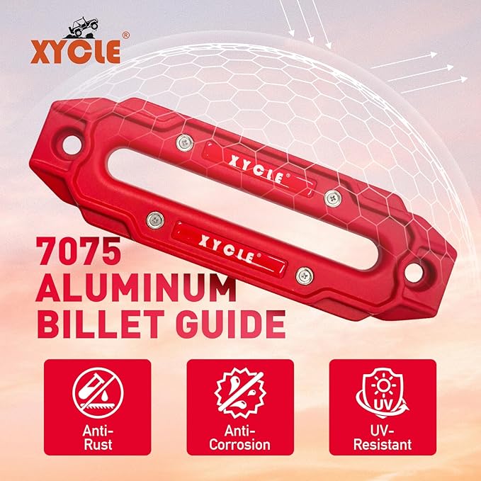 Winch Fairlead with Tow Hook, Red, 10 in. (254 mm) | Synthetic Rope Fairlead, Forged Winch Hook, 10000 lb. - 20000 lb Towing, For SUV Truck Trailer Jeep, Electric Winches