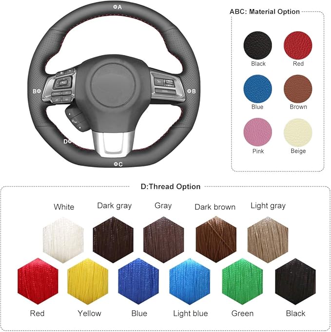MEWANT Hand Stitched Steering Wheel Cover Wrap for Subaru WRX 2015-2021 / WRX STI 2015-2021 Steering Wheel Accessories(Customized Private Link for PU Leather)