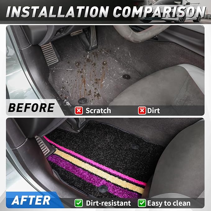 Black Floor Mats Protectors Floor Liners Compatible with for Corvette C8 Coupe 2020-2026 Accessories All Weather Anti-Scratch Wear-Resistant Floor Protection Carpet Foot Pad