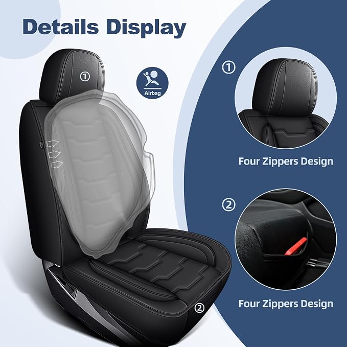 AOMSAZTO Seat Covers Fit for Chevy Silverado 2007-2026 Custom Fit for Chevrolet Silverado GMC Sierra 1500 2500HD 3500HD Crew Double Extended Cab Full Set Truck Pickup Car Seat Covers (5 Seats, Black)