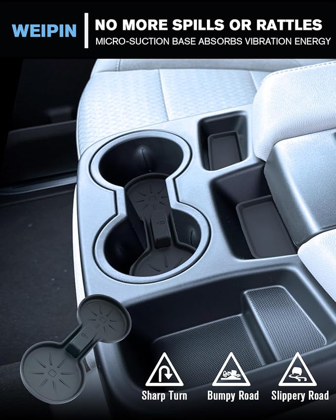 For 4PCS Center Console Water Cup Holder Insert Non-Slip Rubber Mats Compatible with Split-Bench Folding Seat 2019-2026 Chevy Silverado/GMC Sierra 1500&2024-2026 Silverado&Sierra 2500HD/3500HD